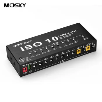 MOSKYAudio ISO-10 Портативна станция за захранване с китарен ефект 10 изолирани DC изхода & един 5V USB изход за китарни ефекти