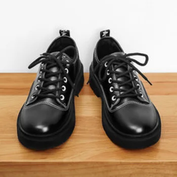 Мъжки кожени обувки Бизнес официално облекло Корейски стил Модерен британски стил Мъжка кожа Ежедневни черни кафяви Мека долна височина I