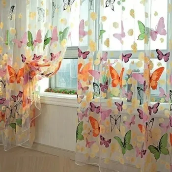 1PC Род джоб нов красив прозорец завеса големи пеперуда печат екрани