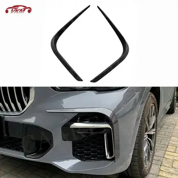 Carbon Fiber Front Fog Lamp Frame Trim Strips Covers Bodykits for BMW X5 G05 M Sport 2019 + ABS Facelift Accessories