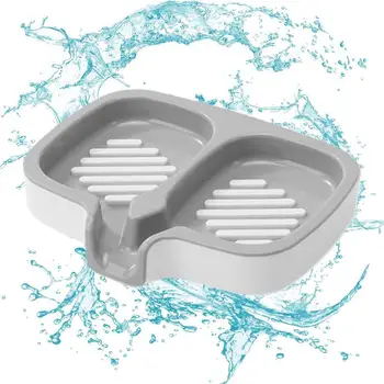 Creative баня двойна решетка сапун кутия душ сапунерка канализация сапун случай подвижен слот аксесоари за баня
