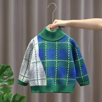 Boys вълнен пуловер плетене на една кука памук Windbreak 2023 Очарователен сгъстен есенен зимен пуловер Висококачествено детско облекло
