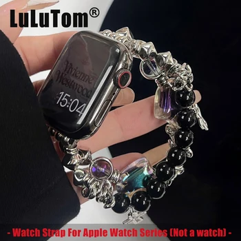 Еластична каишка за Apple Watch Series 9 8 7 6 5 4 SE 38/40/41/42/44/45mm Луксозна любовна кръстосана гривна за iWatch UItra 2 49mm Band