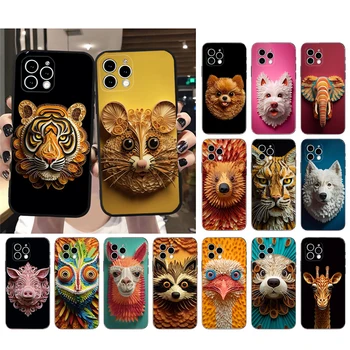 Animal Tiger Paper Quilling Калъф за телефон за iphone 15 14 Pro Max 13 12 11 Pro Max XSMax XR 12 13 мини 14 Plus