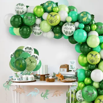 Зелен динозавър балон венец арка комплект рожден ден декорация деца джунгла сафари парти латекс Дино балон бебе душ