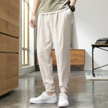 Нови мъжки ежедневни панталони лято хлабав корейски стил прилив девет точки корсет панталони бельо харем панталони