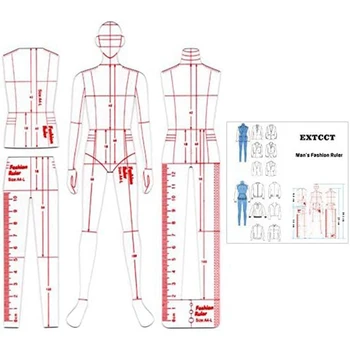 Мъжка модна илюстрация владетел, както е показано акрил за шиене хуманоиден модел дизайн, измерване на облеклото