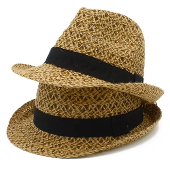 Ленена шапка на средна възраст и възрастни мъже и жени пътуват морски плаж слънчева шапка случайни всички мач джаз сламена шапка