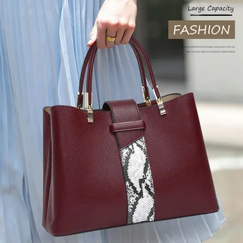 Гореща продажба естествена кожа мама чанта мода цвят бум змия зърно чанта марка дизайн светлина луксозен едно рамо Crossbody чанта