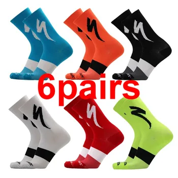 6 чифт мъжки чорапи дишаща велосипед калцетини специализирани чорап колоездене MTB Meias компресия баскетбол футбол чорап туризъм