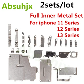 Absuhjx 2sets Пълен вътрешен метален комплект за iPhone 11 12 Pro Max 13 Мини скоба Малки части щит вътре плоча комплекти