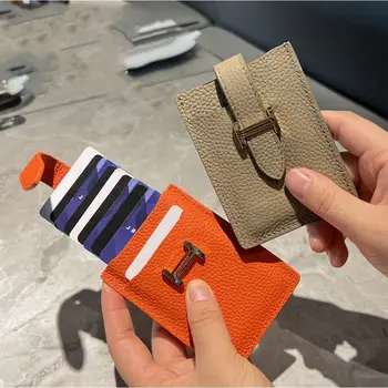 PU кожа Lichee модел карта чанта карта джоб корейски стил къс портфейл издърпващ тип съединител чанта притежателите на карти съединител жени