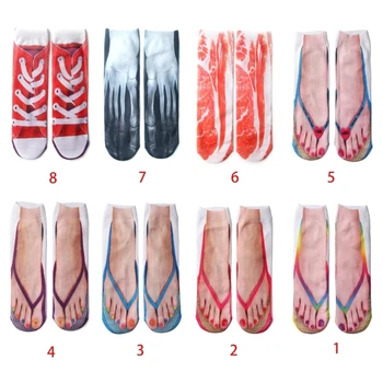 Унисекс памук ниско нарязани глезена чорапи смешно 3D джапанки обувки свинско скелет модел отпечатани за творчески Hosi