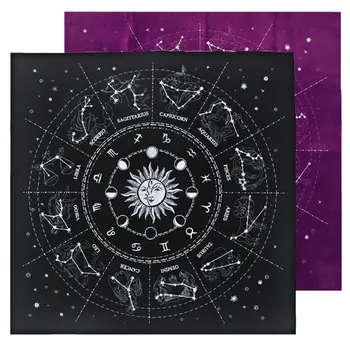 12 Съзвездия Таро карта покривка кадифе гадаене олтар плат игра на дъска Fortune Астрология Oracle Card Pad