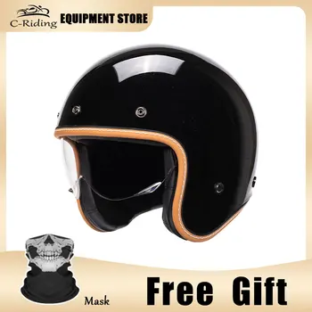 DOT одобрена каска с отворено лице 3/4 мотоциклетни каски за мъже жени немски стил джет каска четири сезона capacete de moto унисекс