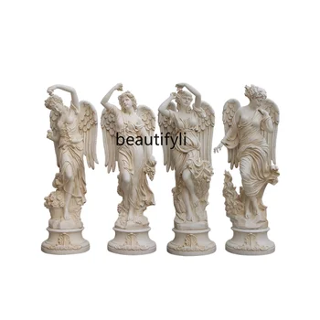 Стоящ на пода Европейски характер Ангел Четири сезона Богиня Скулптура Градина Красота Сватба FRP Орнаменти бюро декорация