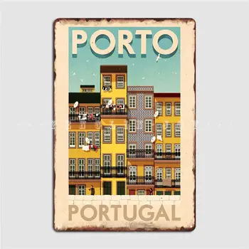 Плакати за пътуване Порто Португалия Плакат Метална плака Гараж Клуб Стена пещера печат стена декор калай знак плакати