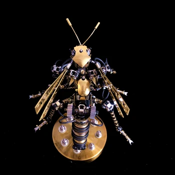 Steampunk Механични Bumblebee месинг метал събрание гласово активиран сензор светлина Mecha модел творчески ръчно изработени подарък