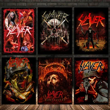 Slayer Хеви Метъл Рок Бенд Албум Плакати Отпечатъци Платно Живопис Музика Картини за стена Картини за дома Момче Стая Декор Подаръци Cuadros