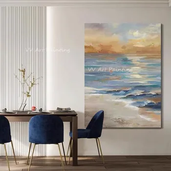  ръчно изработени цветни океански морски пейзаж дебели маслена живопис модерен 100% ръчно изработени абстрактни картина живопис за декорация на дома