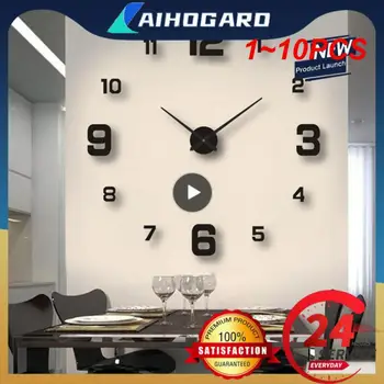 1~10PCS Светещ стенен часовник без рамки акрилни цифрови часовници за стена стикери Безшумен часовник за хол спалня офис стена