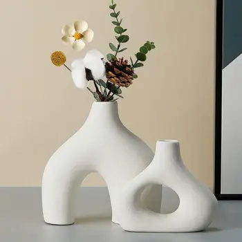 Бохемска керамична ваза Селска къща декор ваза Модерни керамични вази за домашен декор Неправилна форма Вази за цветя Растение за маса