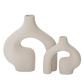 2Pcs Модерни абстрактни вази Скандинавски минималистични декоративни геометрични вази за домашен декор, за лавица за книги