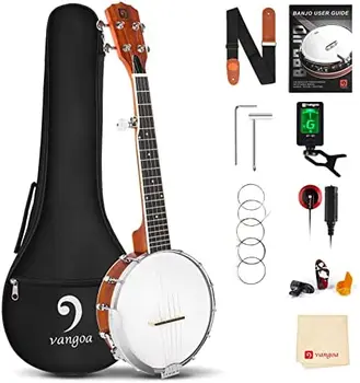 Mini Banjo 5 String Small Travel 26 инчов комплект, преносим тенор банджо Комплект за начинаещи за деца Тийнейджъри Младежи Възрастни