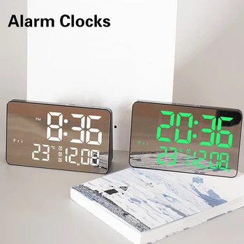 Smart LED часовник до леглото цифрови будилници време дата температура настолна маса електронно бюро часовник часовник гласов контрол