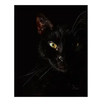 Black Cat Canvas Halloween Scary Cat Posters Creepy Cats Eyes Art Painting Home Decor Pictures Horrific Wall Cats Hangings Cloth