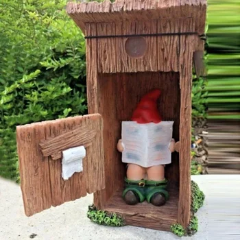 Нова творческа книга за четене Gnome статуя забравена затваряне врата смола смешно ярък палав джудже орнамент градина декор