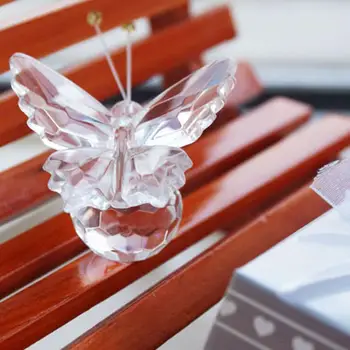 Сватбен подарък Красиви кристални пеперуди стъклени орнаменти за рожден ден Благосклонност Бебешки душ консумативи Начало Настолен декор