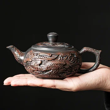 Лилаво керамика реколта чайник керамични дърворезба кунг-фу чайник единичен чайник Pu'er чай вземане устройство чай комплекти китайски чайник