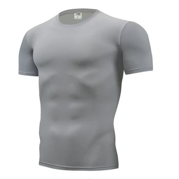 Мъжка тениска за бягане Фитнес ежедневни за мъжки тениска с къс ръкав Лято O Neck Fitness Slim Soft Mens Clothing