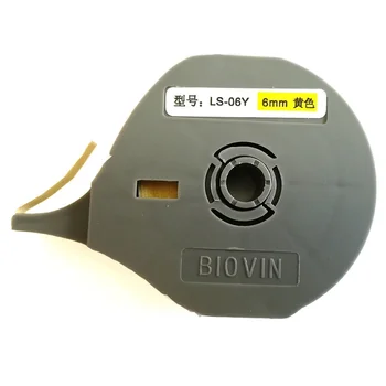 5pcs BIOVIN етикет лента касета мастило лента LS-06W / Y бял жълт 6mm стикер за S650 S700E S710E тел маркер кабел ID принтер