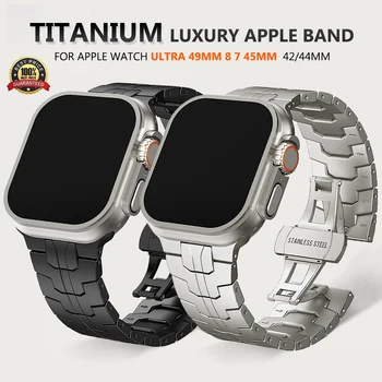 Titanium Metal луксозна лента за Apple Watch Ultra 2 49mm 45mm гривна Correa каишка за iWatch 49 SE серия 9 8 7 6 5 4 44mm 42mm