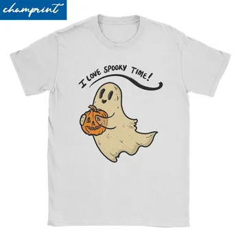 Хелоуин призрак тениски за мъже жени призрачен време смешно памук тениски екипажа врата къс ръкав T риза лято облекло