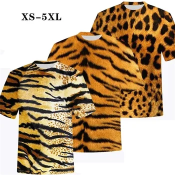 Нова мода мъжка и дамска тениска 3d животински лъв тигър леопард леопард печат тигър дрехи случайни къси ръкави Shirs отгоре