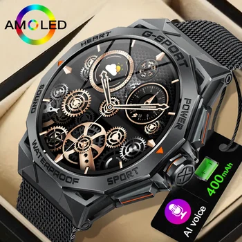 LIGE 1.43 инчов AMOLED екран смарт часовник мъже 400mAh голяма батерия Bluetooth повикване интелигентна гривна кръвно налягане спортен смарт часовник