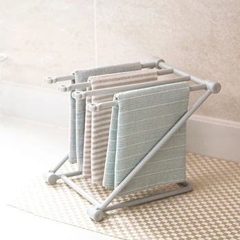 1PC Сгъваема закачалка за кърпи Вертикална кухненска закачалка за съхранение на парцали Пластмасов удобен практичен държач за кърпи за баня