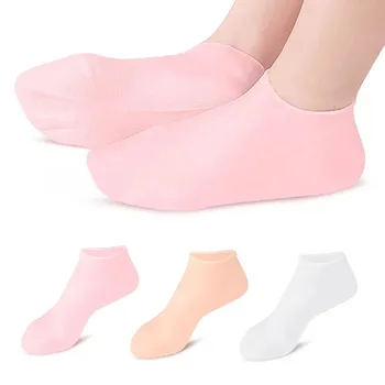 2Pcs Анти крекинг овлажняващ гел чорапи Силиконови чорапи за грижа за краката Напукана мъртва кожа Премахване на протектор Инструменти за педикюр за облекчаване на болката