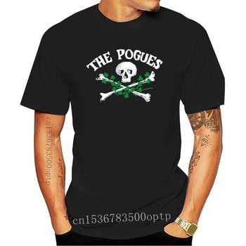 New THE POGUES Skull Crossbone And Shamrocks Cotton T Shirt Irish Rock Music Tribute men t shirt