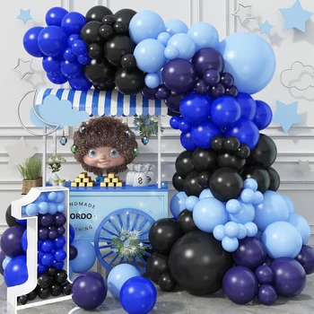 Черен син балон сводест венец комплект, подходящ за декориране на момчета, бебета, душ игри, рождени дни, абитуриентски партита и др