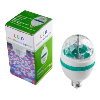 LED пълноцветна въртяща се диско лампа Автоматична мулти променяща се цветна 3-ватова парти крушка E27 База за домашни партита Сцената