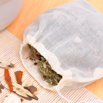 10PCS Празен шнур торбичка чанта памук чай чанти филтри готвене отделни подправка храна филтър билки подправка хлабав кафе торбички инструмент