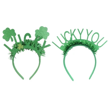 Patricks Tinsel лента за глава Lucky Shamrock блясък коса обръч парти аксесоар