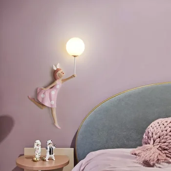 Смола стена лампа принцеса стая розово момиче декор осветление LED творчески детска стая стена светлини сладък кукла лампа скрин нощно шкафче
