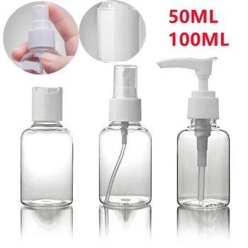 50ml/100ml Сплит бутилка Прозрачен спрей бутилка PET пластмасов парфюм пулверизатор козметика контейнер преносим организатор на пътувания