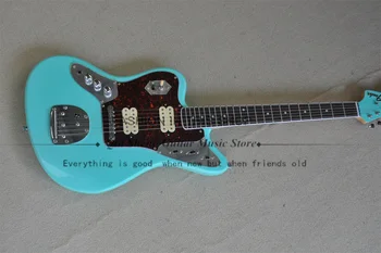 Лява ръка електрическа китара зелено тяло Rosewood Fingerboard 22 Frets Big Head фиксиран мост HH пикапи Jag китара