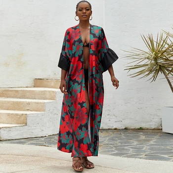 Африкански Boubou Africain Femme 2023 печат Дашики дрехи голям размер жени рокля Batwing ръкав Анкара рокли момиче парти рокля